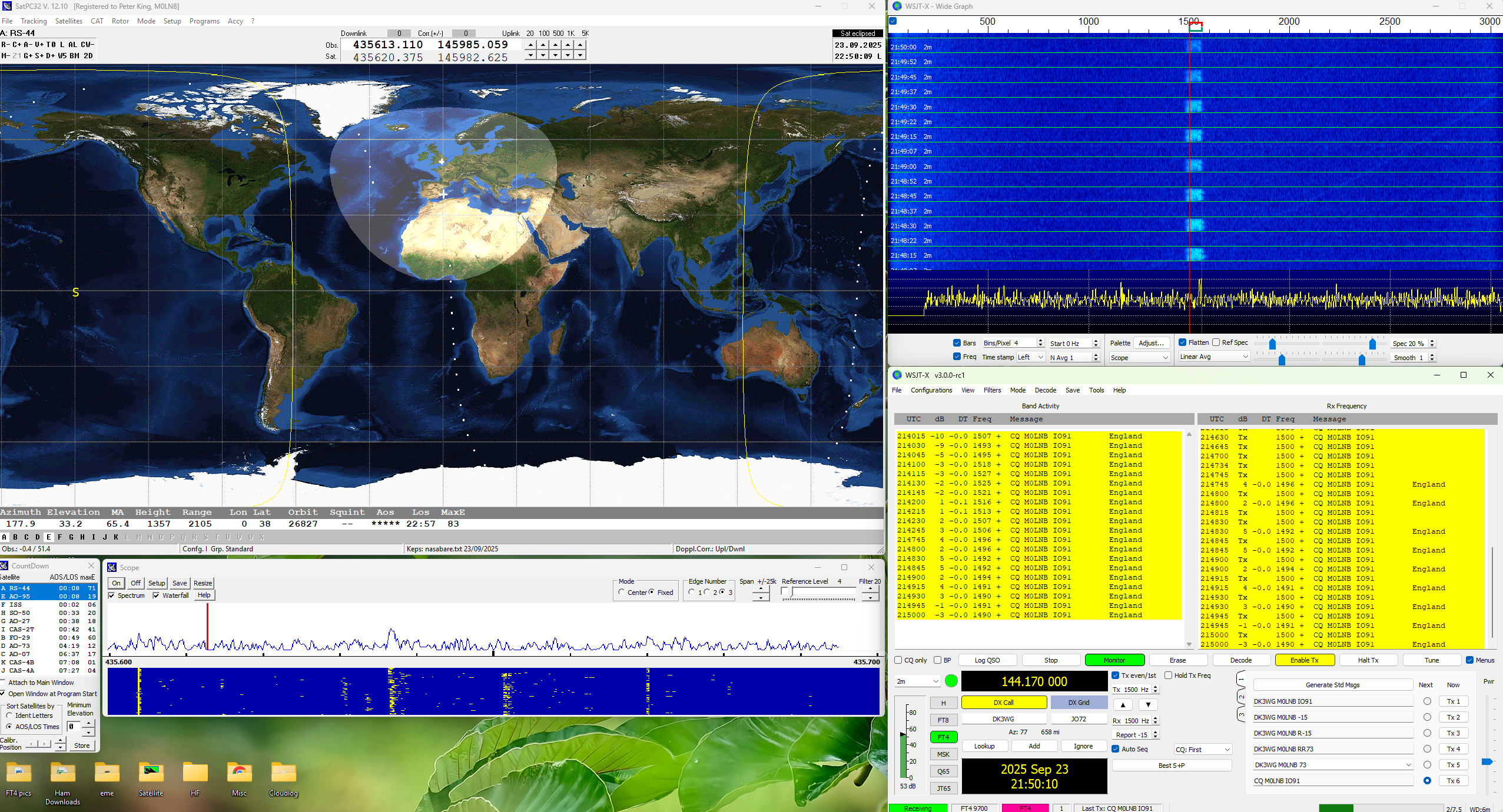 FT4 satellite setup on screen