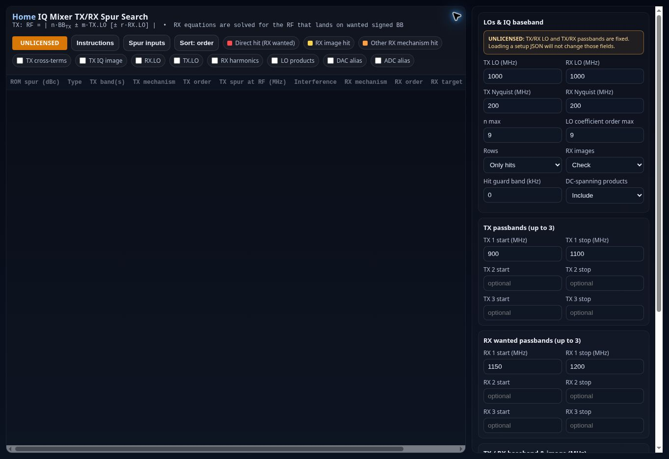 Screenshot of IQ Mixer Spurs