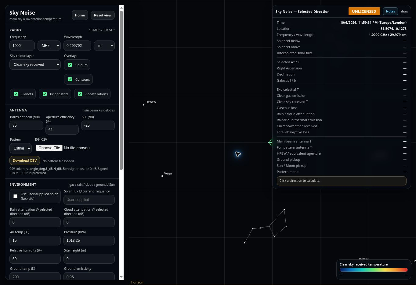 Screenshot of Radio Sky Brightness